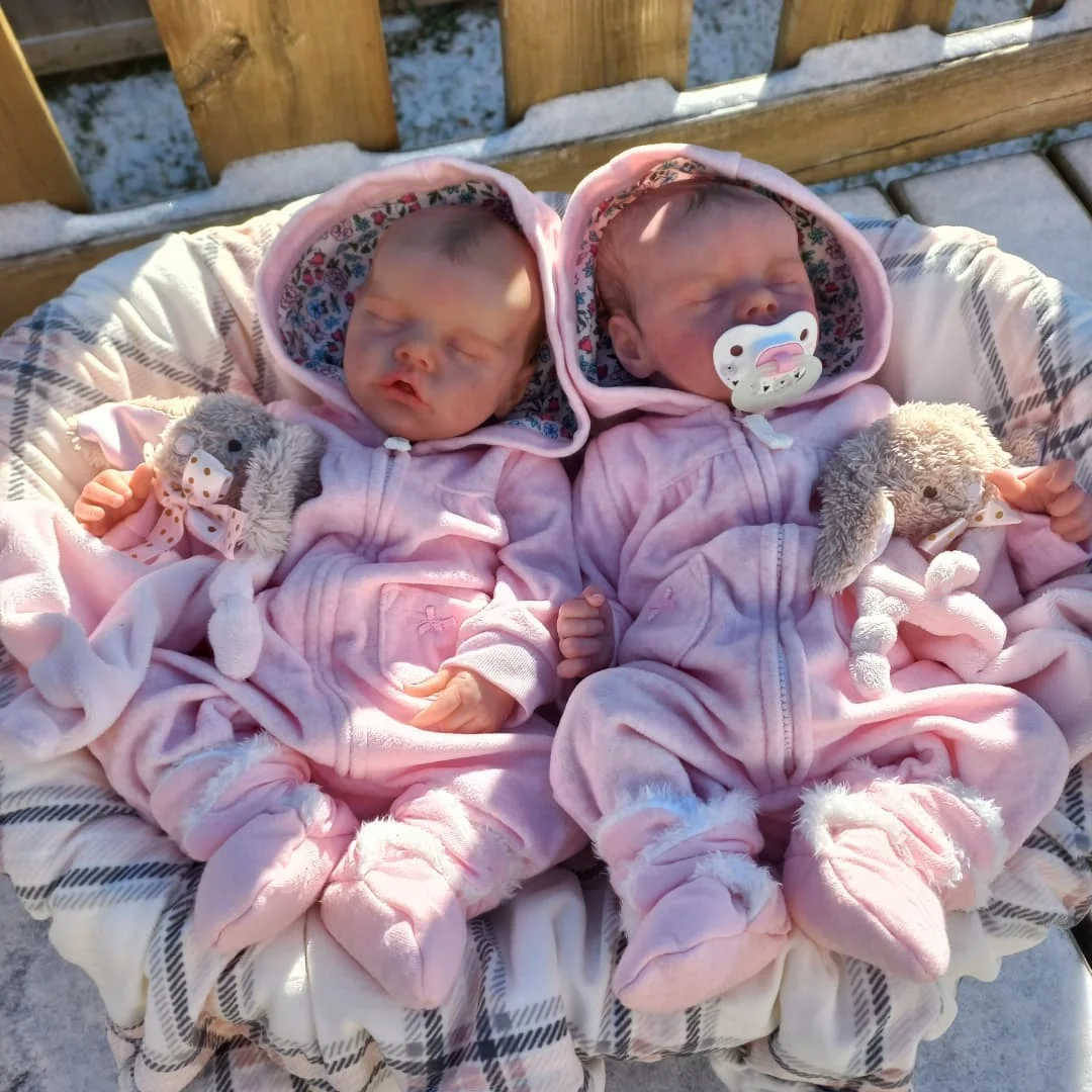 17" Lifelike Hand-rooted Hair Reborn Twin Sisters Afra and Belinda