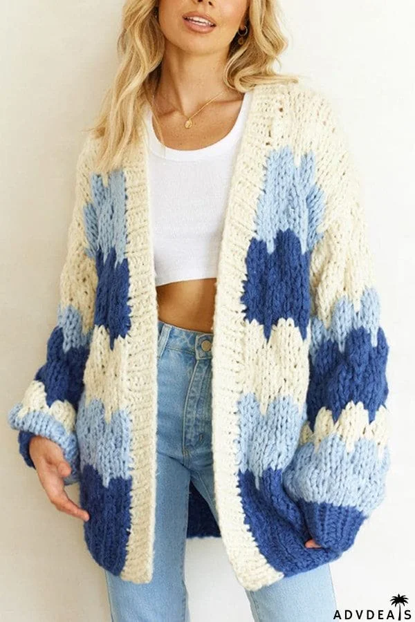 Blue Wave Gradient Knit Cardigan