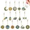 16pcs Stars and Moon Double-Sided DIY Diamond Painting Keychain Kit