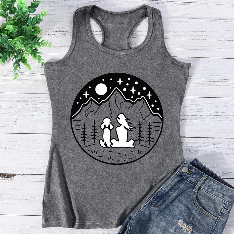 Dog and Owner night outside camping Vest Top-Annaletters