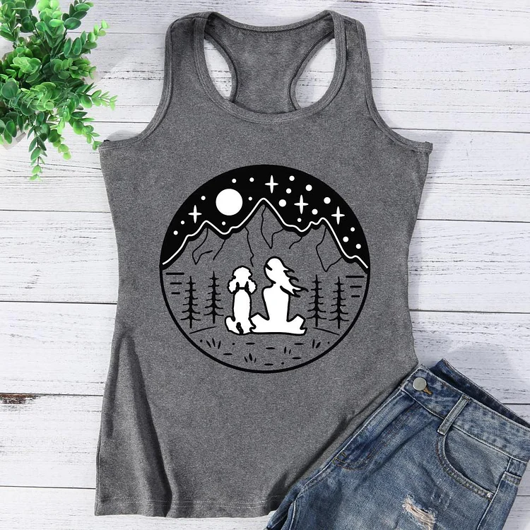 Dog and Owner night outside camping Vest Top