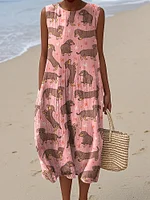 Women's Cute Dachshund And Bow Art Sleeveless Dress