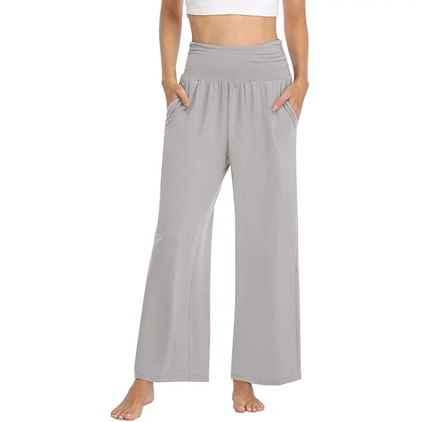 Womens Soft Casual Drawstring Tie Elastic Waist Loose Long Yoga Pants for  Women