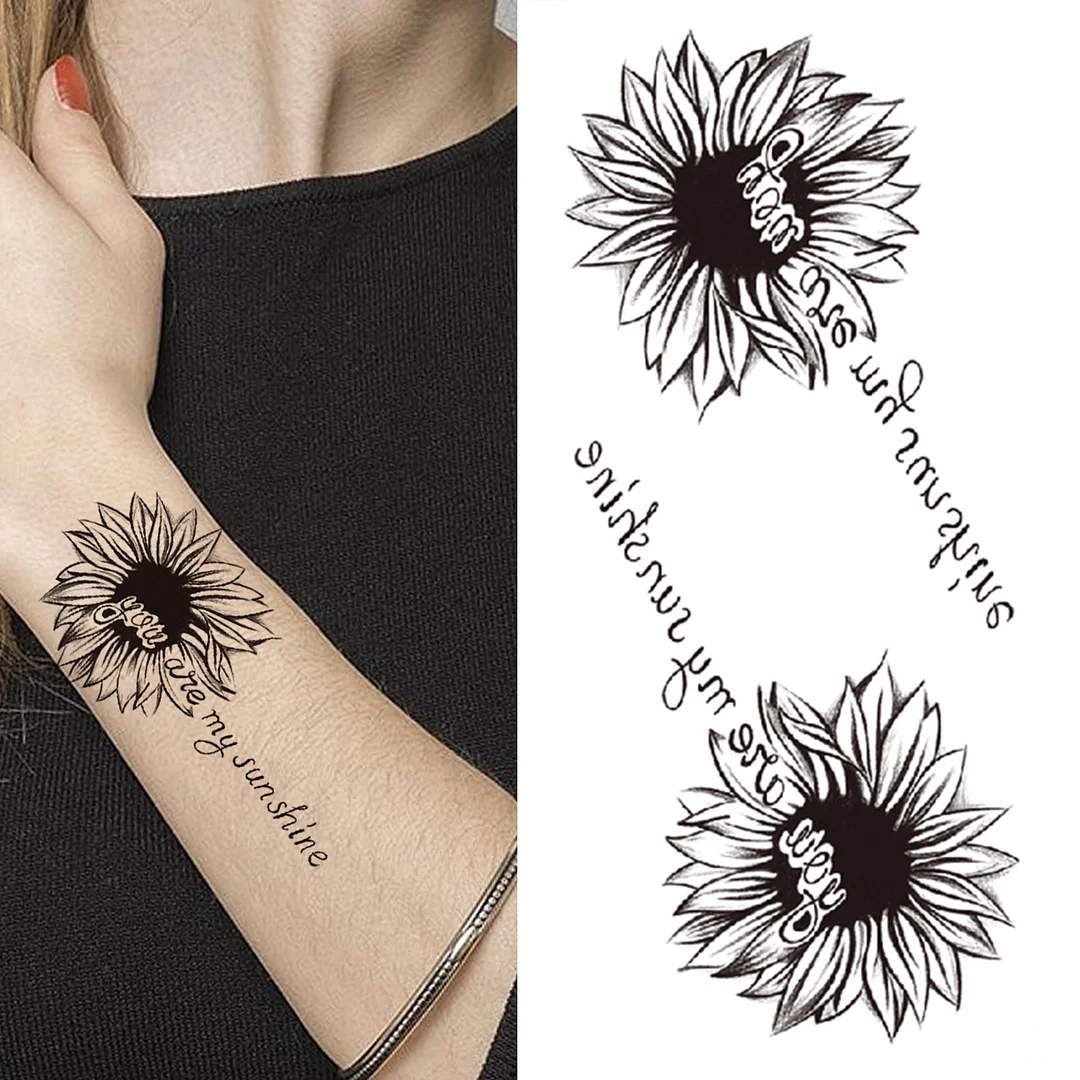 Sdrawing Flower Temporary Tattoos For Women Girls Black Lotus Arrow Arm Tattoo Sticker Fake Drearm Catcher Butterfly Tatoos Paste