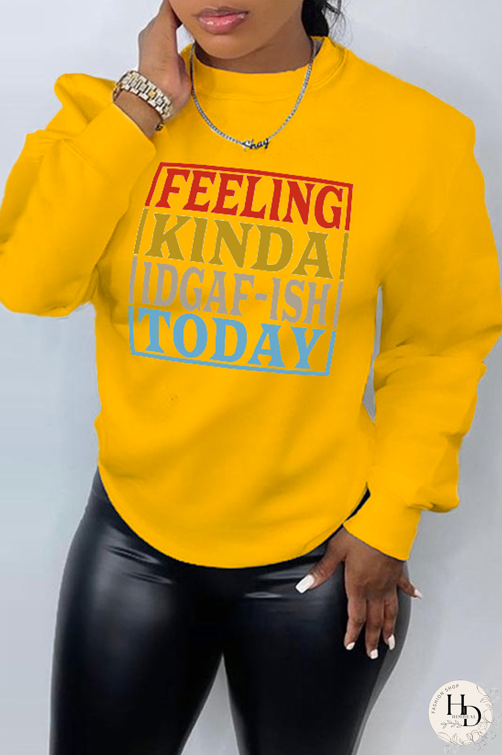 Yellow Street Vintage Print Patchwork Letter O Neck Tops