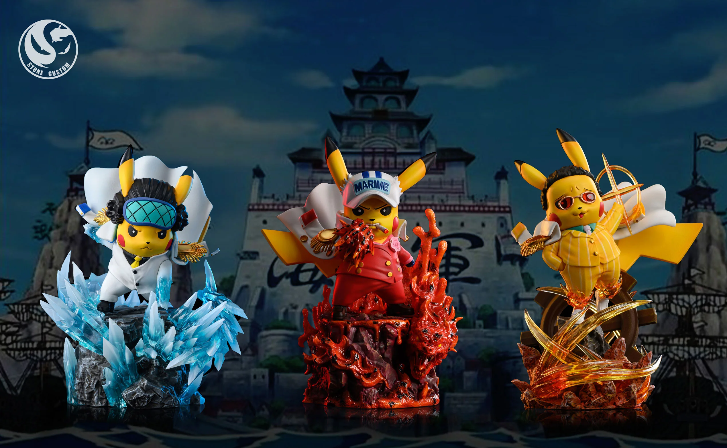 ワンピース PiChuchu Marines Admirals Akainu & Kizaru & Kuzan Cosplay Pikachu