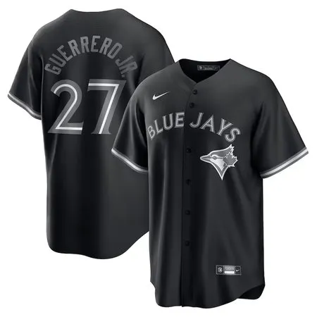 Youth Toronto Blue Jays #27 Vladimir Guerrero Jr.  Black Lights Out Replica Player Jersey