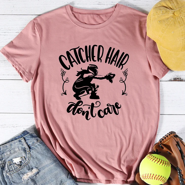 Catcher Hair Dont Care Softball T-Shirt Tee-014412-Annaletters