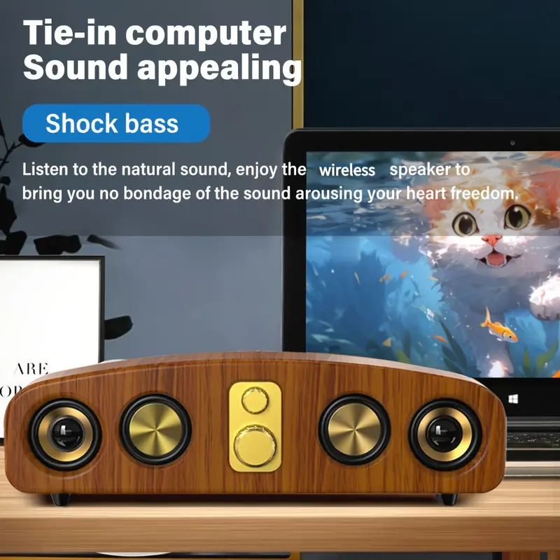 5 0 channel wireless speaker system with subwoofer wireless smart soundbar home theater stereo compatible with tv pc smartphone tablet ideal for parties gaming movies elegant wood grain portable design with low frequency type c and 5 watt and perfect gift for music lovers Product details 3