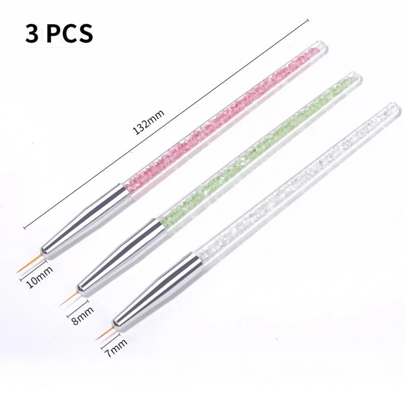 3Pcs/Set Gold Nail Art Brush Painting Drawing Pen Tips Manicuring French Stripe Liner Acrylic Gel UV Polish Brushes Nail Tool-Nail Inspo