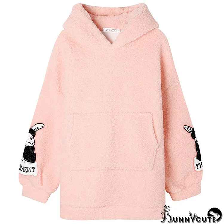 RABBIT Ears Pocket Plush Oversized Hoodie