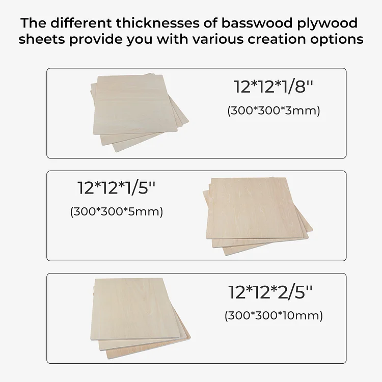 Creality 3D - Basswood Plywood Sheet 3mm - 10 pcs - Laser Engraver