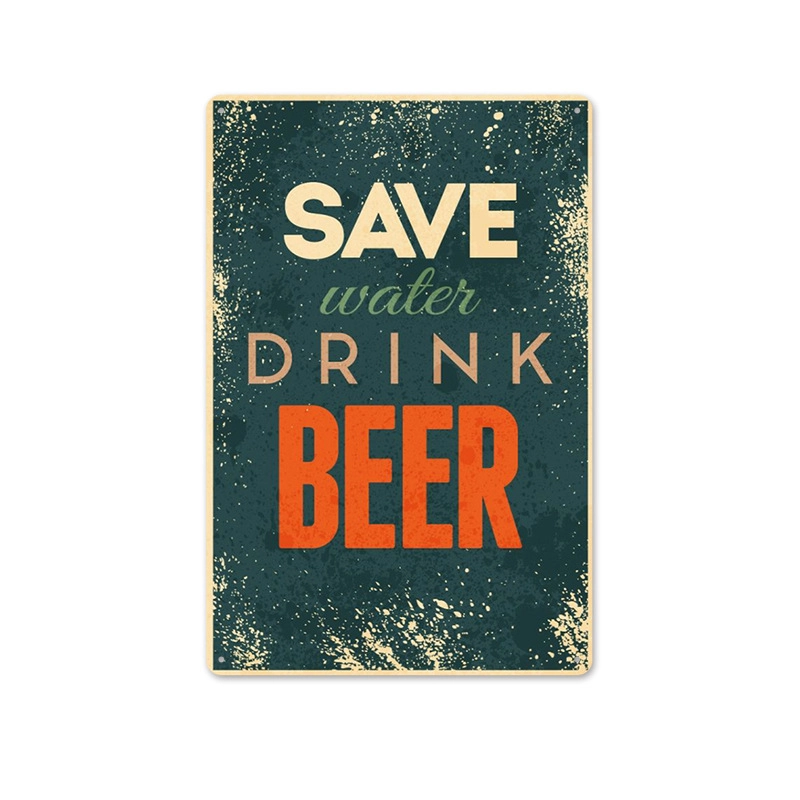 Beer Vintage Tin Painting Bar Background Wall Decoration Painting Home Frameless Iron Pendant