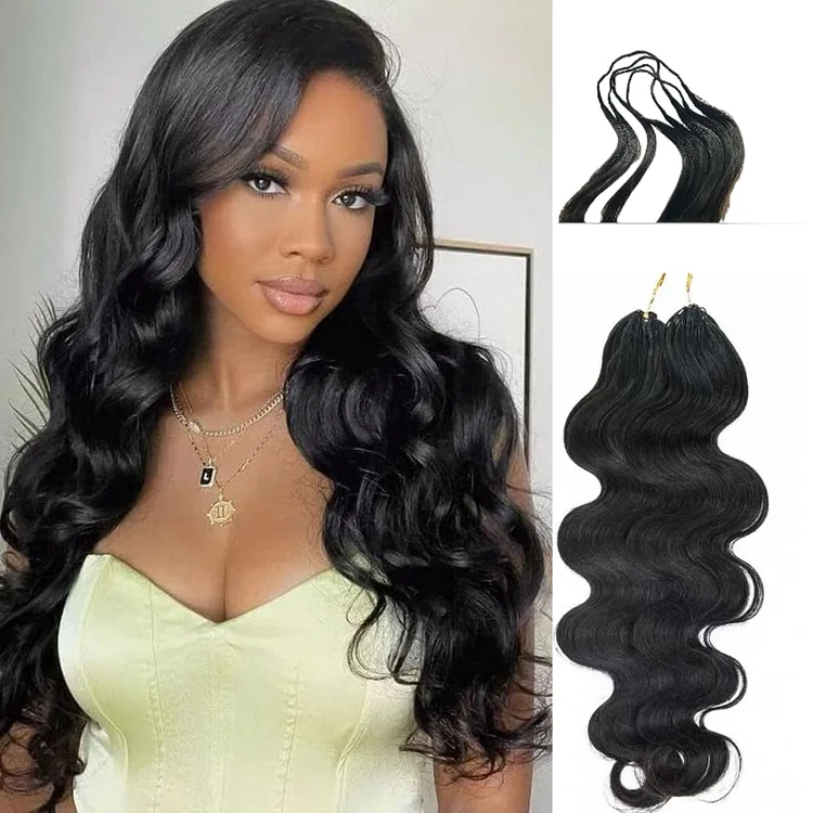Body Wave Pre-Looped Knotless Pre-Separated Feather Crochet Hair Extensions 