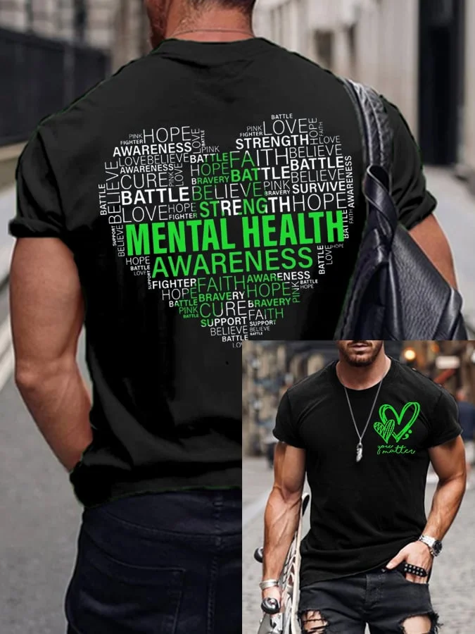 Men's You Matter Mental Health Print Casual T-Shrit socialshop
