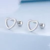 Sterling 925 Silver  Hollow Heart Design Stud Earrings 