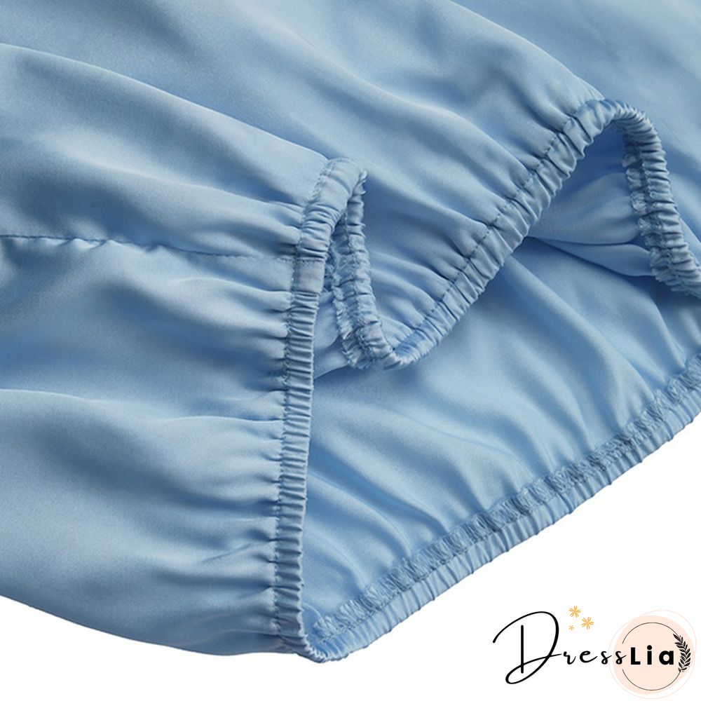 Women Long Sleeve Wrap Blouse Satin Silk V Neck Casual Elegant Shirt Plus Size Tops