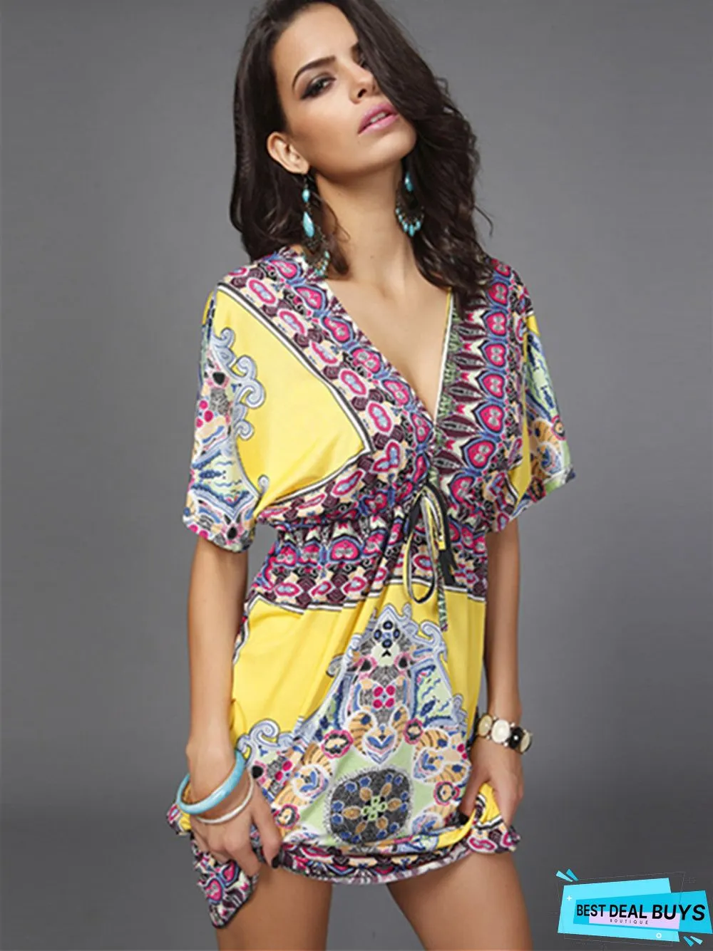 Spring and Summer V-Neck Milk Silk Large Beach Skirt