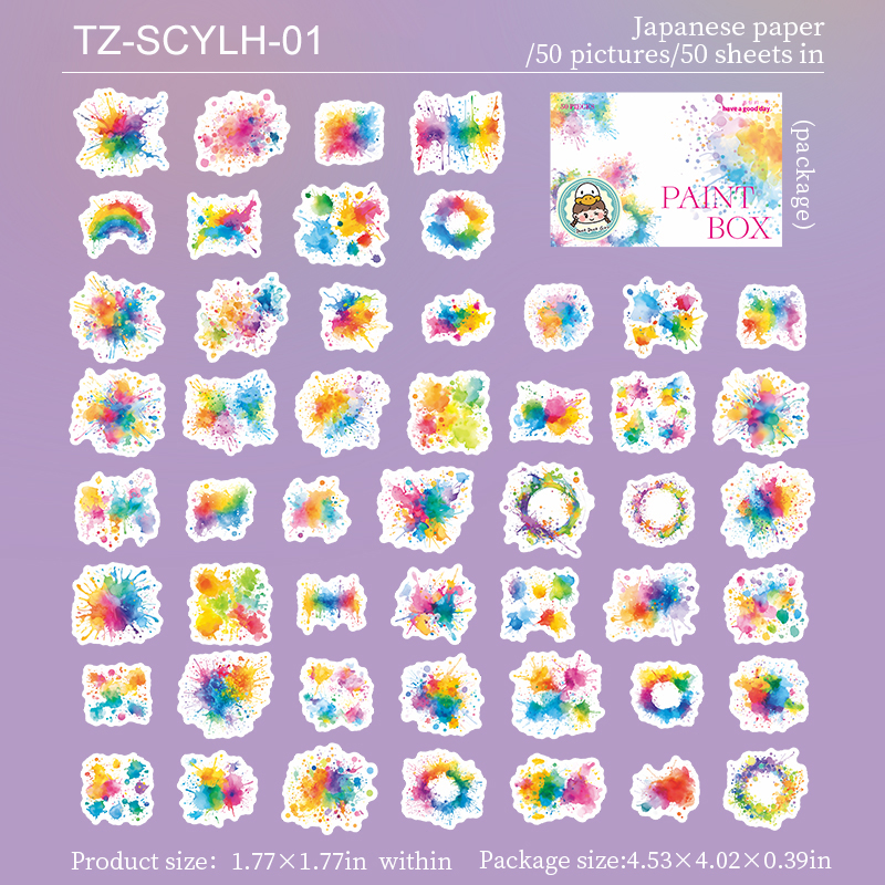 Washi Sticker - Watercolor Paint Box Series Vintage Smudge  