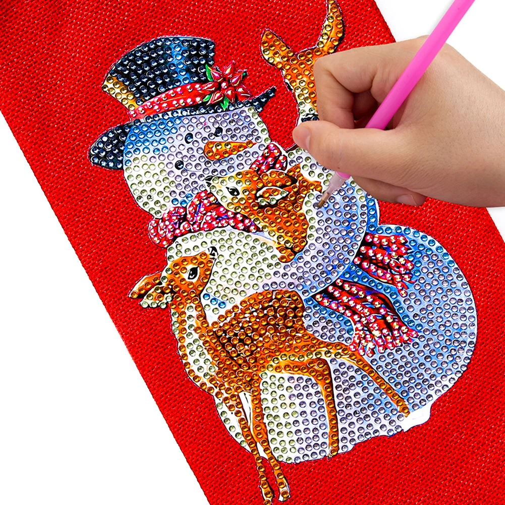 DIY Diamond Painting Xmas Wine Bottle Bag - Snowman Deer
