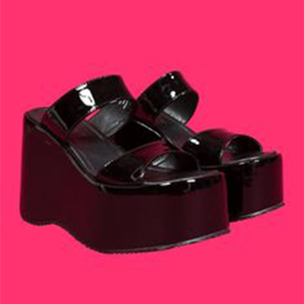 2021 Brand Goth Open Toe Platform Wedges Thick Bottom women's Sandals Slides Punk Outdoor Leisure Casual Summer Women Shoes