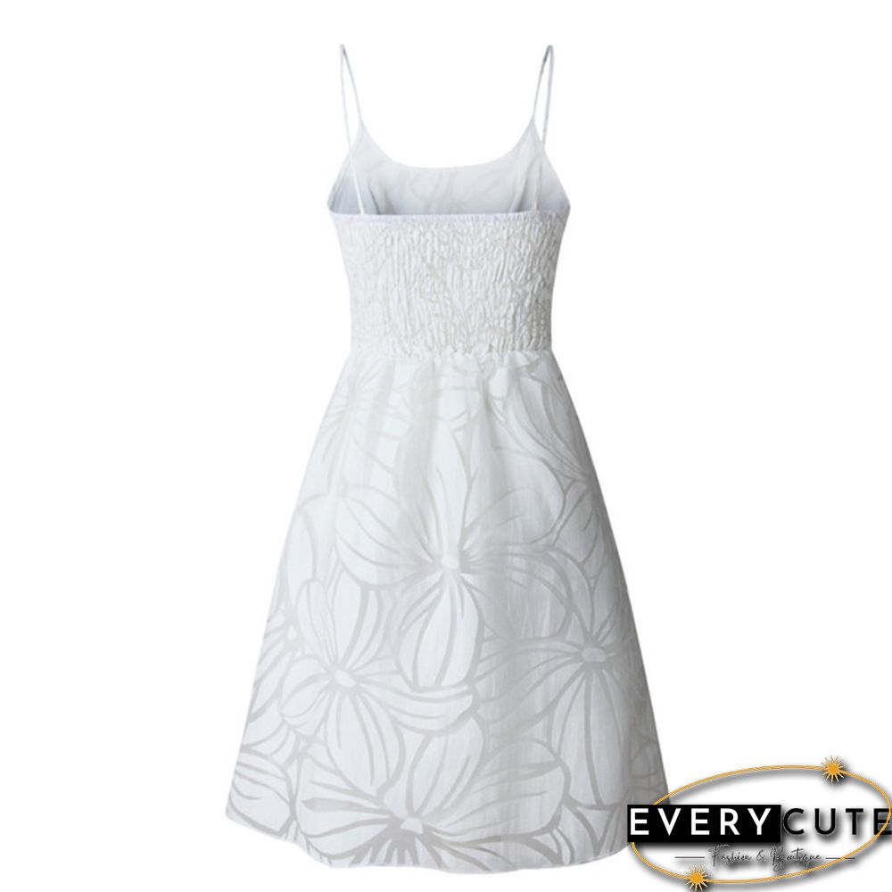 Summer Dress Sleeveless Spaghetti Strap Mini Ruffle Dress Women White Elegant Party Dress Vestidos