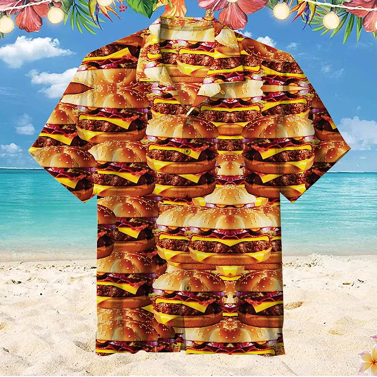 Wow! Hamburger|Unisex Hawaiian Shirt