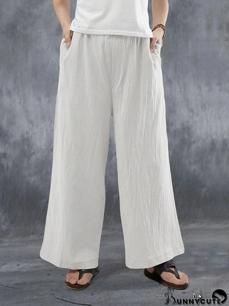 Women's Comfortable Casual Simple Cotton Linen Loose Wide Pants