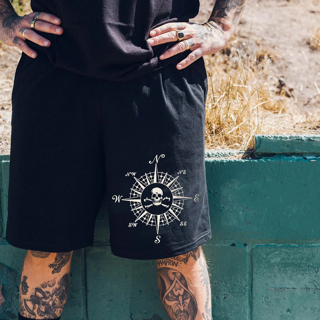 Skull With Beacon Print Men's Shorts