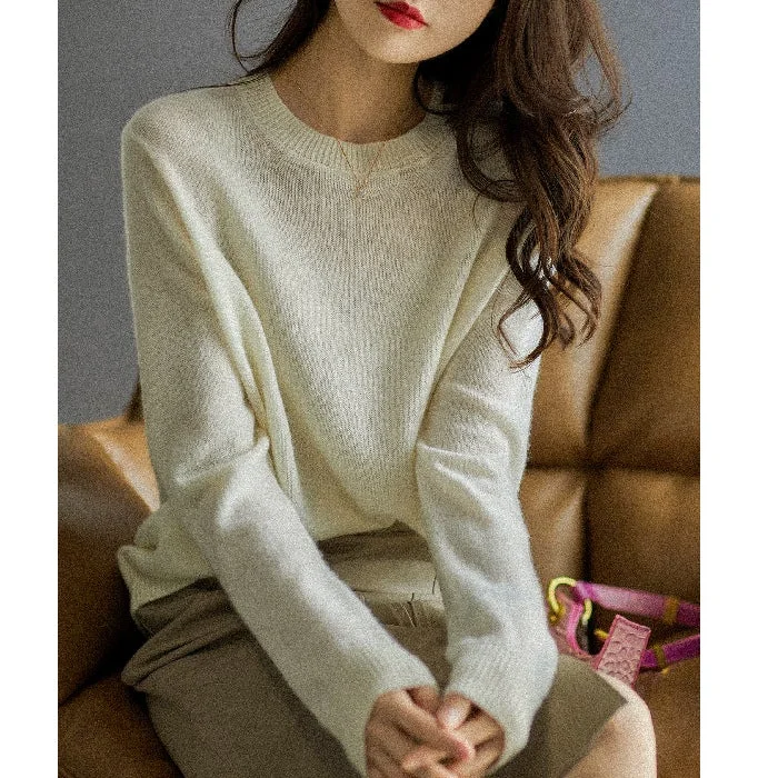 Loose Round Neck Pullover with Thin Knitted Bottoming Shirt | EGEMISS