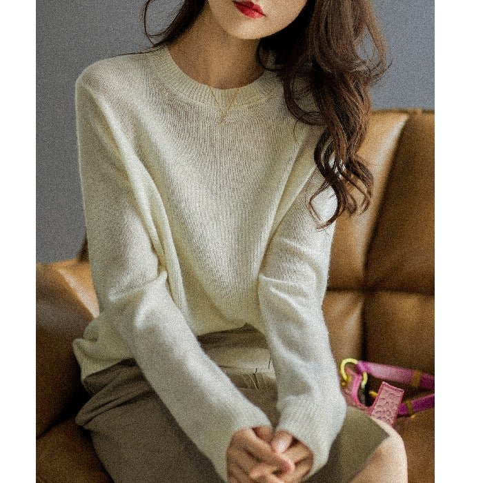 Loose Round Neck Pullover with Thin Knitted Bottoming Shirt - VSMEE