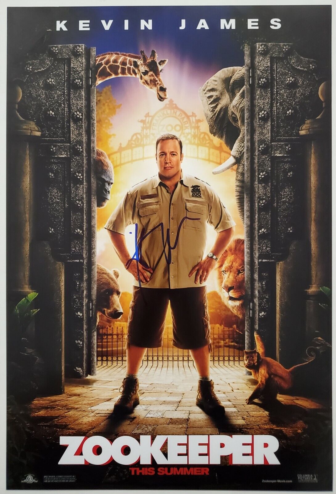 Kevin James Signed Zookeeper 12x18 Movie Poster Hotel Transylvania Mall Cop RAD