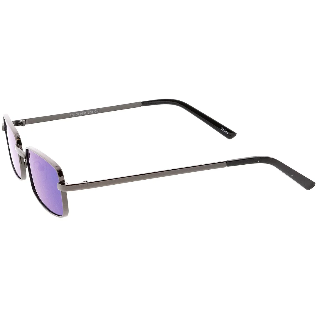 Classic Small Metal Rectangle glasses Color Mirrored Flat Lens 54mm