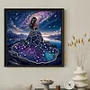 Galaxy Gem Evening Gown Lady Special Shaped DIY Partial Drill Diamond Painting Kit for Adults Beginners Home Decor Diamonds Paintings Gem Art 30x30cm