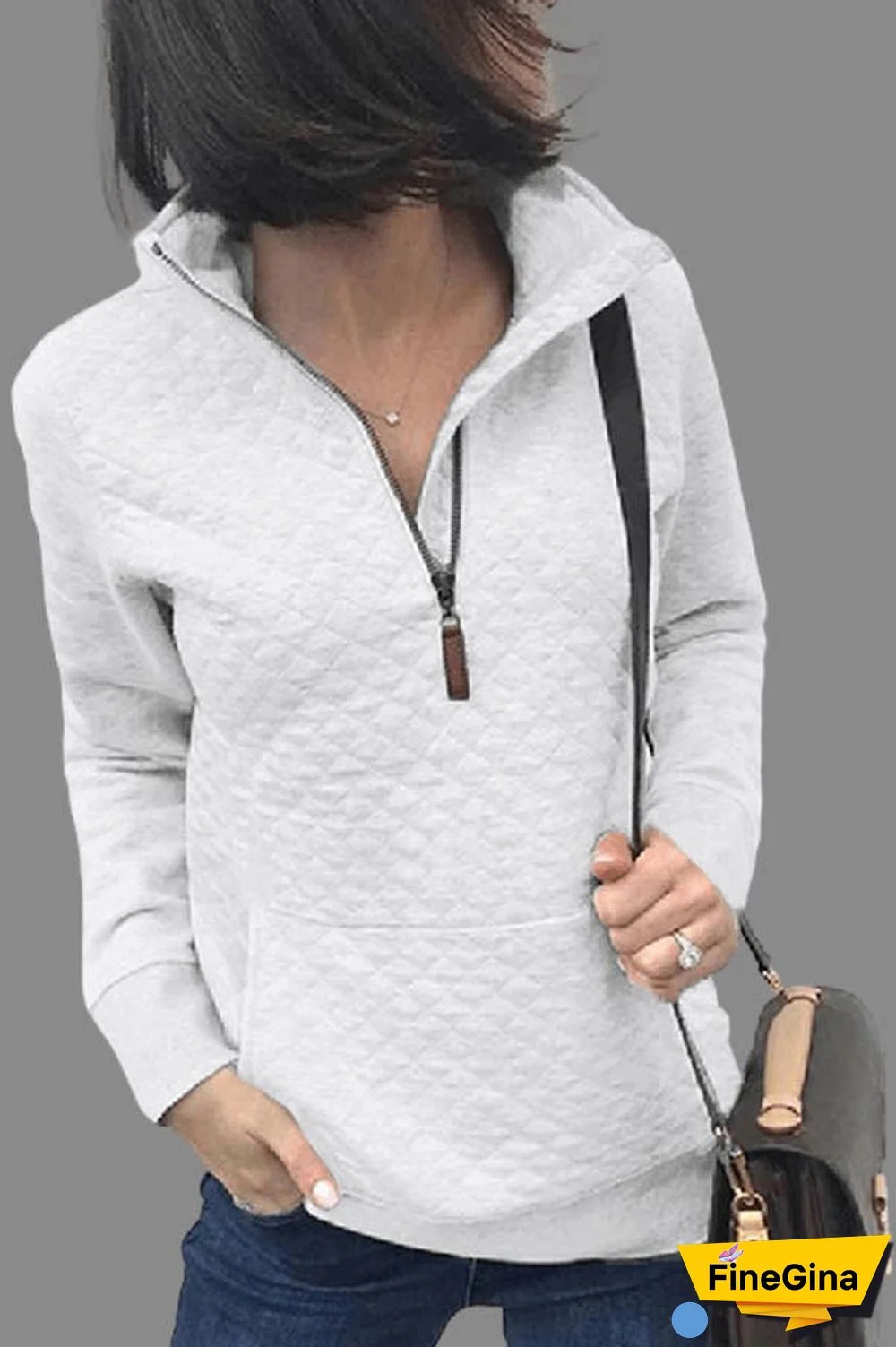 Fashion Solid Color Zipper Sweatshirt
