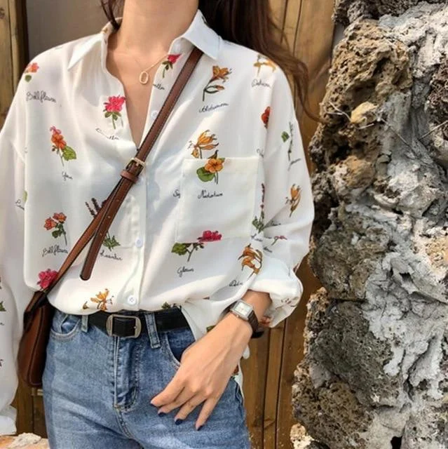FLOWER PRINT VINTAGE SHIRT V125