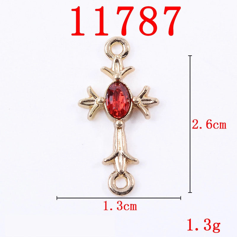 10 PCS/Package 13*26mm 21*26mm 31*37mm Alloy Crystal Pearl Cross Jewelry Accessories Pendant