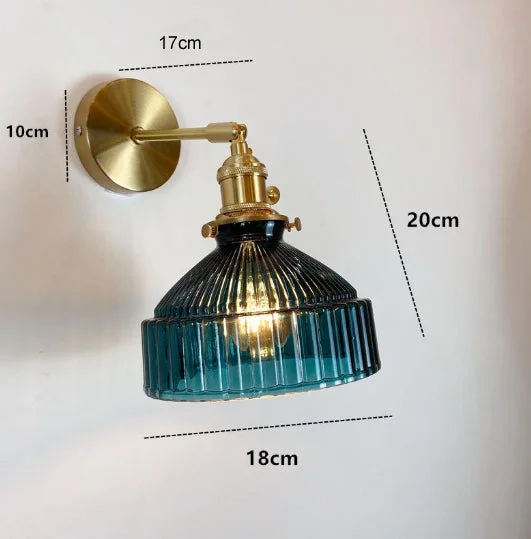 Nordic Literature And Art Fresh Bedroom Glass Brass Copper Wall Lamp