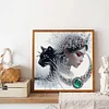 Flocon de neige chat noir fille-spécial en forme de peinture de diamant-30 * 30cm