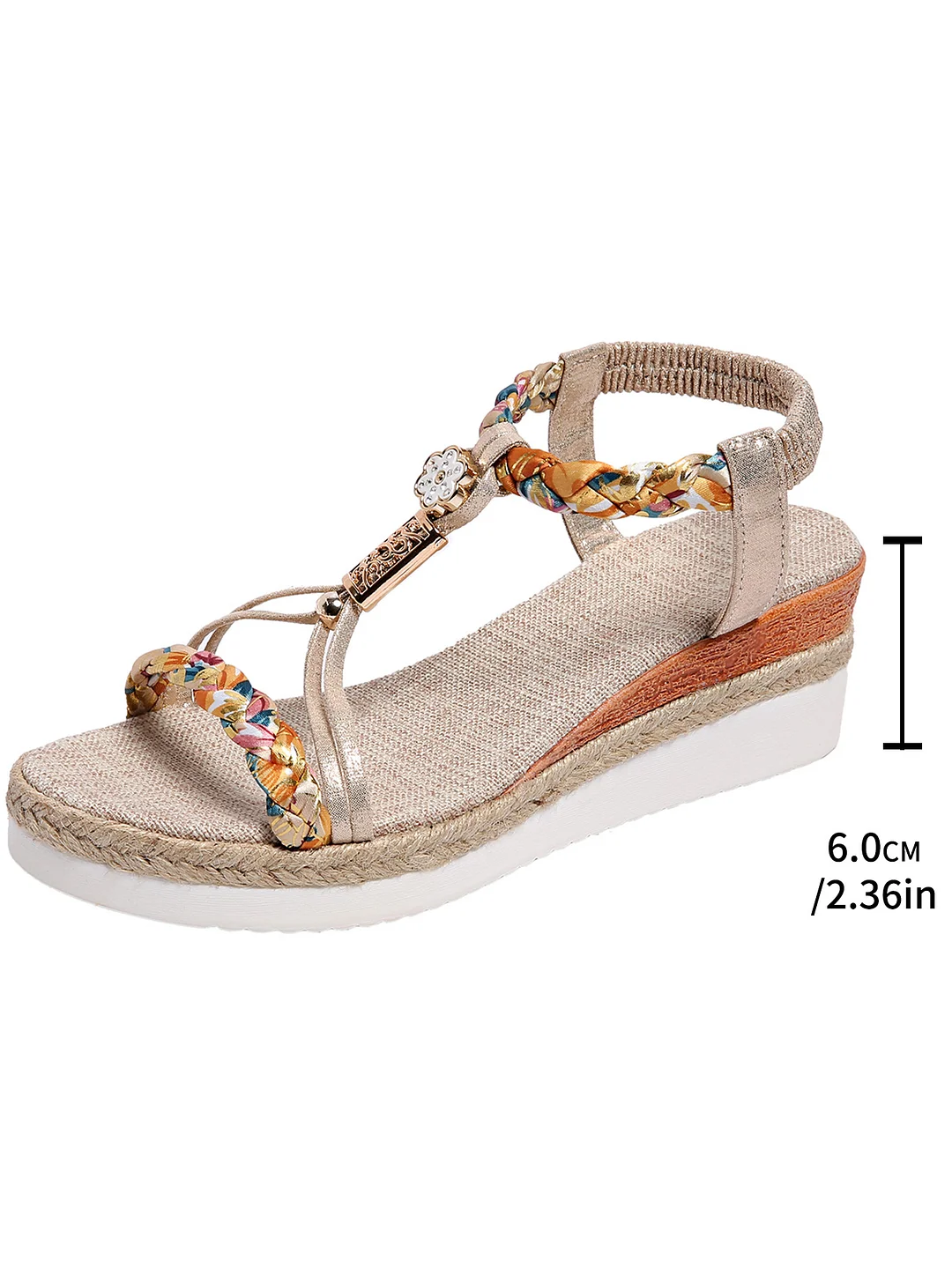 Yyvonne And Summer New Round Head Flat Bottom Heel Sandals Women Weaving Beads Toe Bohemian Thick-Soled Beach Sandals