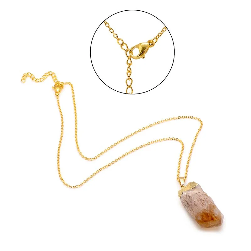 Natural Crystal Gemstone Citrine Amethyst Happiness Necklace