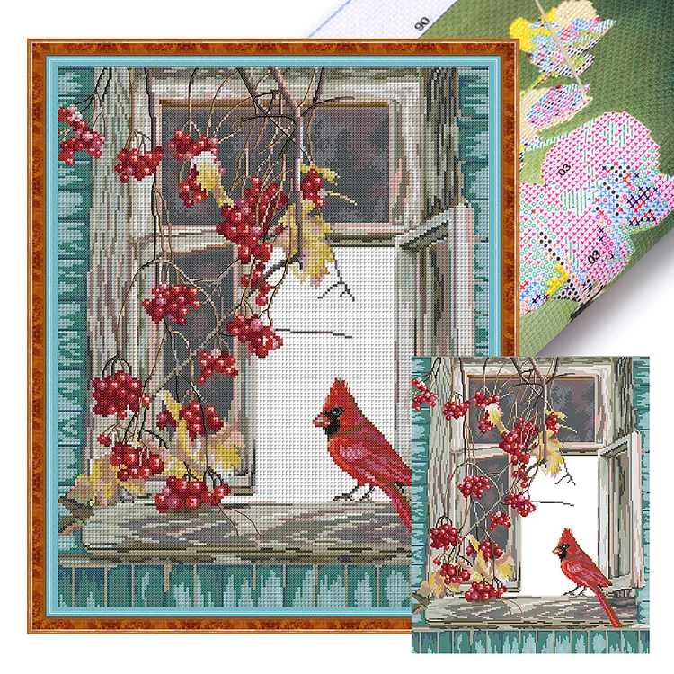 Joy Sunday-Bird On Windowsill (40*48cm) 14CT Stamped Cross Stitch gbfke