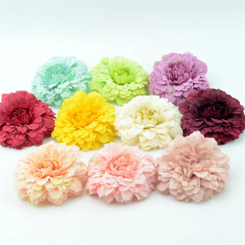 20pcs/lot 7cm  Artificial Silk Dahlia Daisy Chrysanthemum Flower Heads For Home Wedding Decoration Handmade DIY Fake Flowers