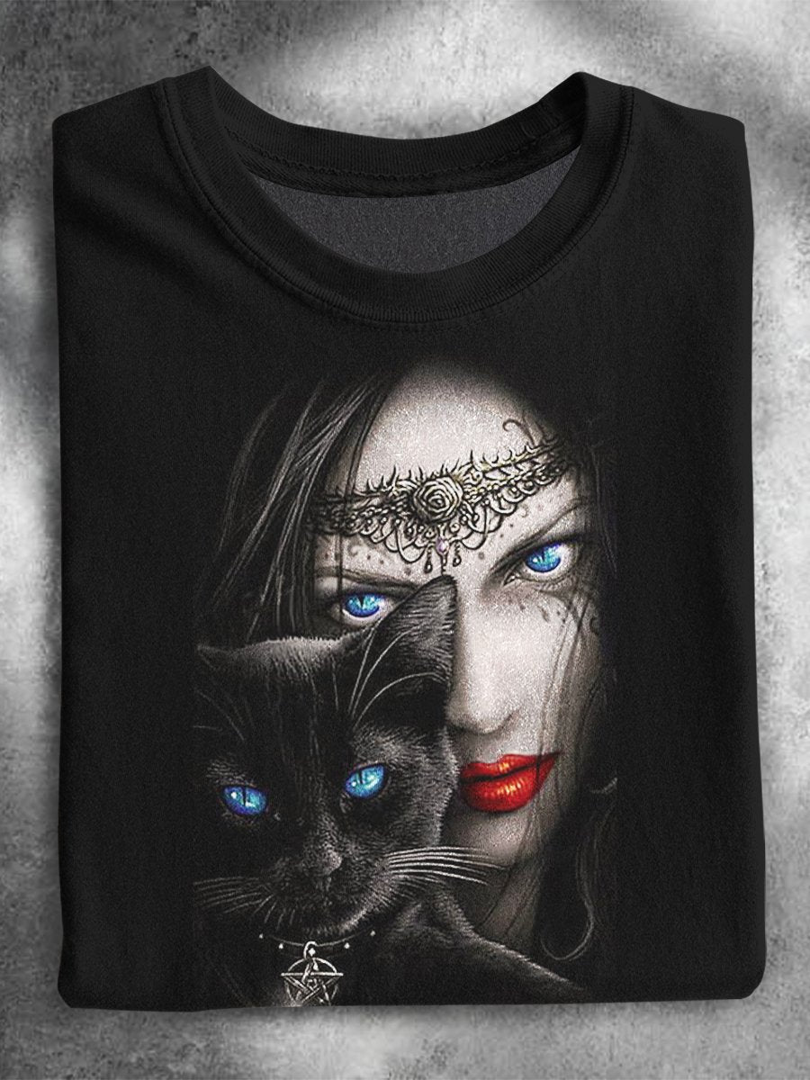 Black Cat Witch Halloween T-shirt