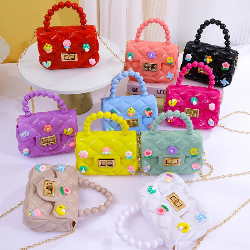 Women’s Small PVC Color Block Streetwear Square Lock Clasp Handbag