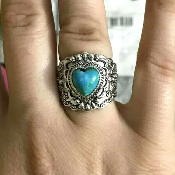 Heart Turquoise Silver Ring