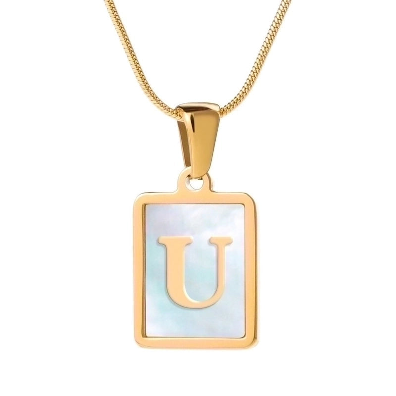 Stainless Steel 18K Gold Plated Casual Commute Plating Inlay Letter Shell Pendant Necklace