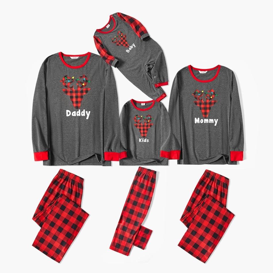 Family Matching Christmas Plaid Deer Print Pajamas Sets
