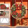 Xmas Red Flower Wreath 2D Flat DIY Diamond Painting Pendant 9.84x9.84in