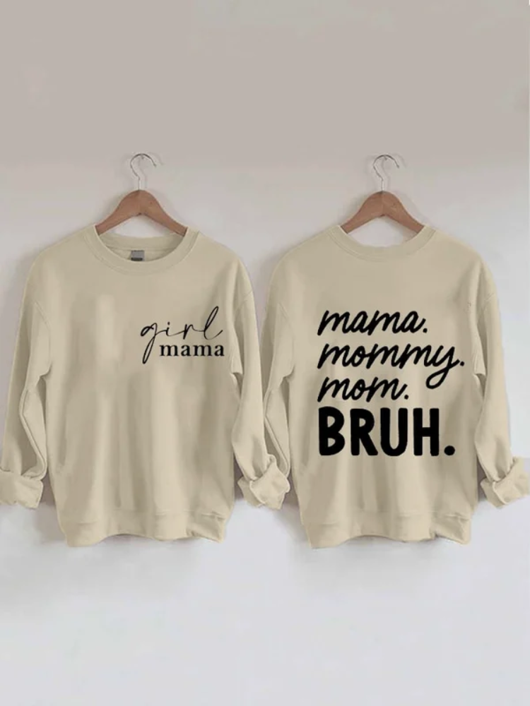 Comstylish Women's Mother's Day Girl Mama Mommy Mom Bruh. Print V-Neck Sweatshirt